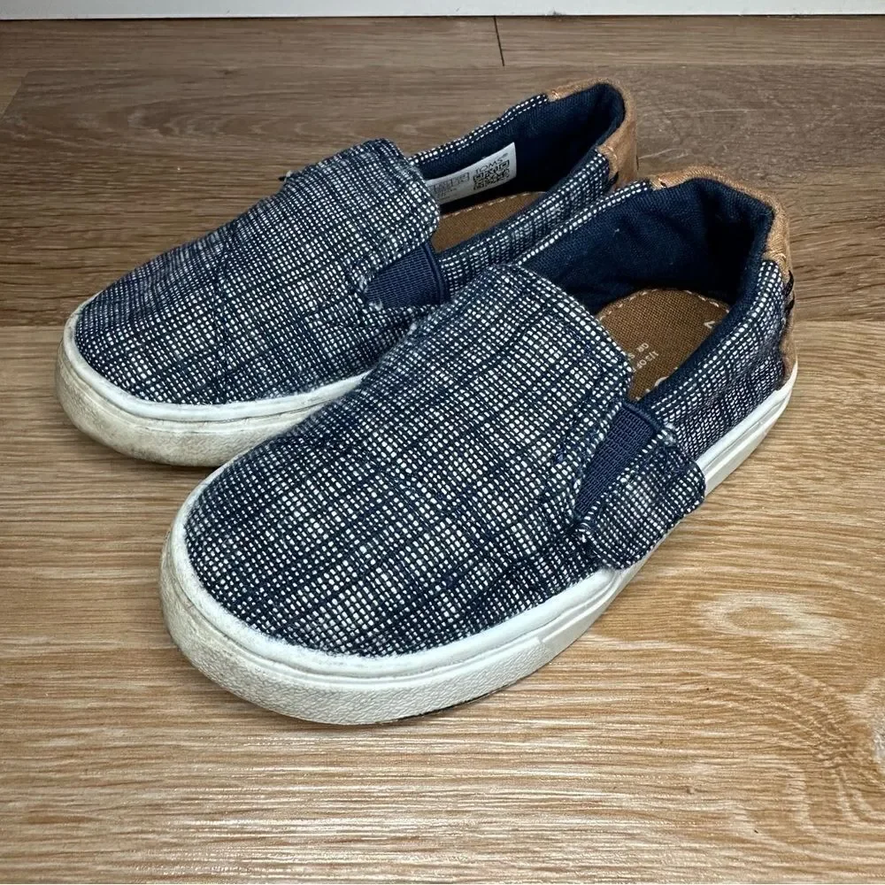 Toms Toddler Size 7 Luca Blue Heathered Slip On Sneakers - Picture 3 of 10
